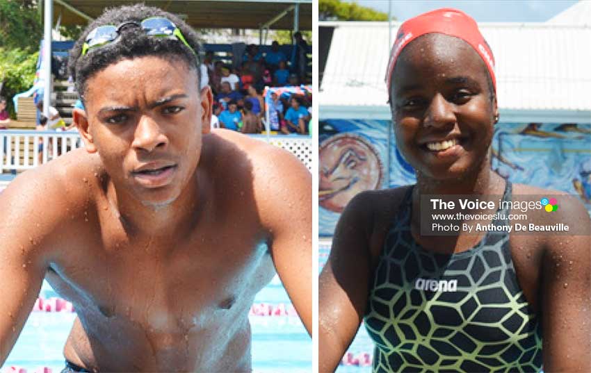 Image: (L-R) Jayhan Odlum-Smith and Mikaili Charlemagne are strong contenders for the Junior Swimmer of the Year awards. (PHOTO: Anthony De Beauville) 
