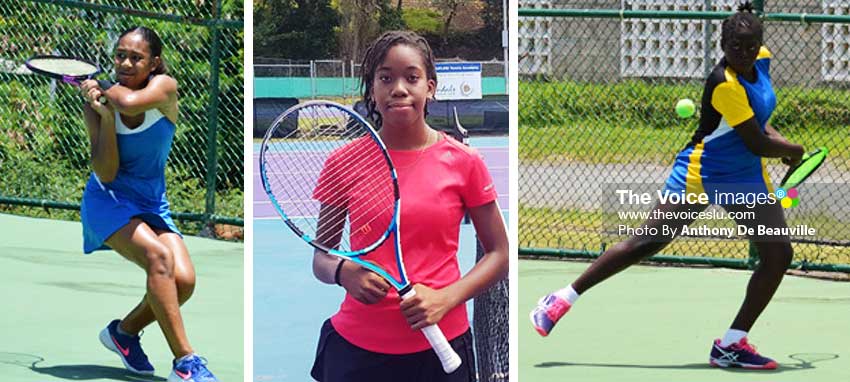 Image: (L-R) Three out of four female tennis players vying for the Junior supremacy: Jorja Mederick, Aviona Edmund and Iyana Paul. (PHOTO: Anthony De Beauville) 
