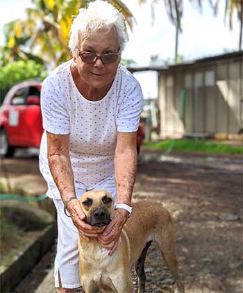 Image of Pamela Devaux, one of the founders of the St Lucia Animal Protection Society (SLAPS), a registered non-profit since 1998.