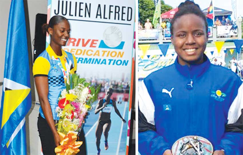 Image: (L-R) Two of Saint Lucia finest female athletes, Julien Alfred and Mikaili Charlemangne. (PHOTO: Anthony De Beauville/SLAF)