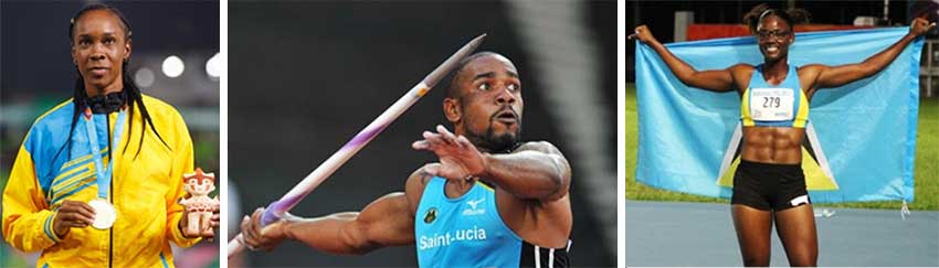 Image: (L-R) Champions in their own right, Levern Spencer; Albert Reynolds and Julien Alfred. (Photo: PA/IAF)