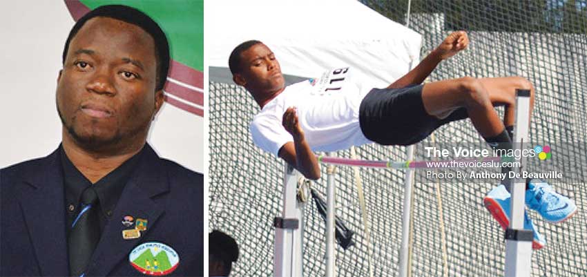 Image: (L-R) SLAA President Cornelius Breen; High jumper Sadiq Serville . (PHOTO: Anthony De Beauville)