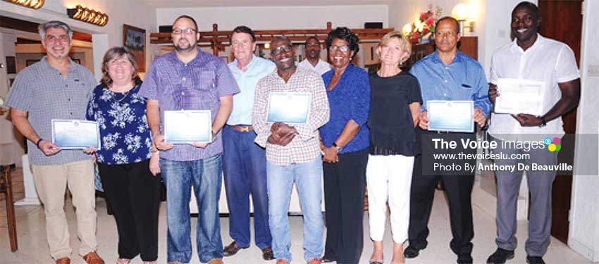 Image of Dame Pearlette Louisy (center) with recipients. (PHOTO: Anthony De Beauville) 