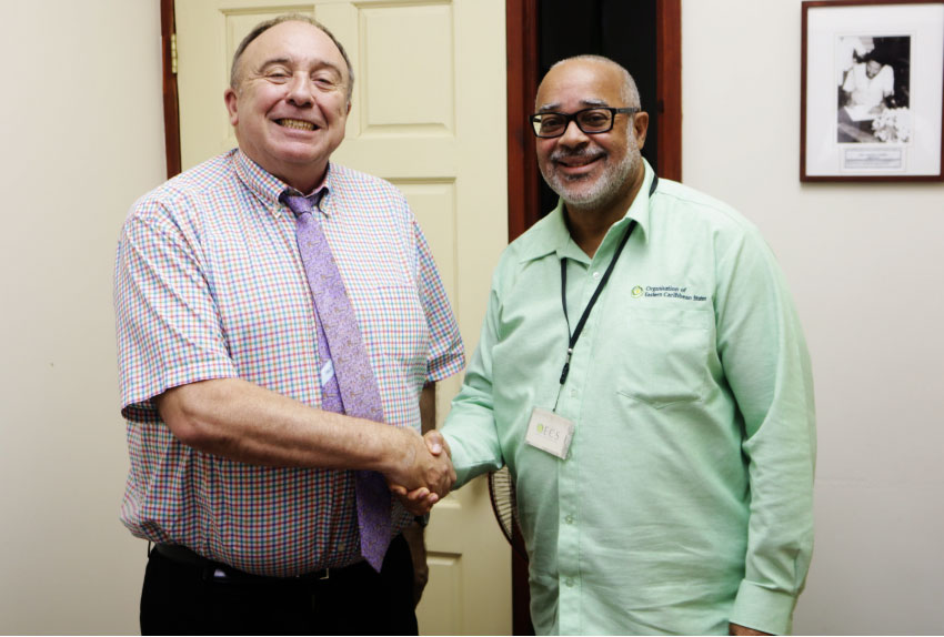 Image of Secretary General of Virtual Educa José María Antón and Director General of the OECS Dr Didacus Jules.