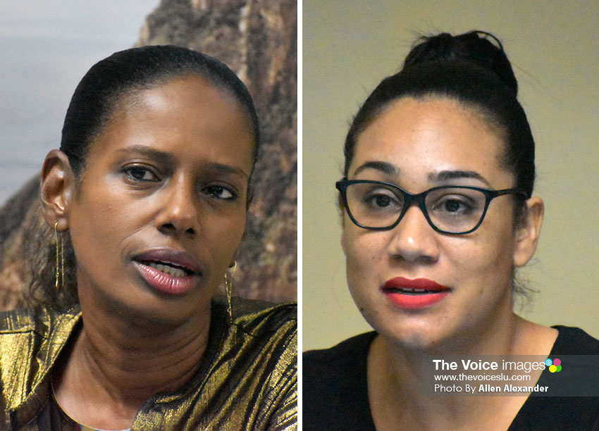 Image of Lorraine Sidonie, CEO of Events Company of Saint Lucia (ECSL) & Geraine Georges, acting Public Relations Manager for Saint Lucia Tourism Association (SLTA)