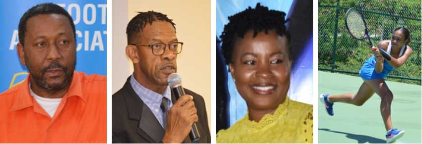 Image: (L-R) SLFA President Lyndon Cooper; SLNCA President Carol Henry; SLAF Secretary Constance Rene; Tennis also takes break until further notice. (Photo: Anthony De Beauville) 