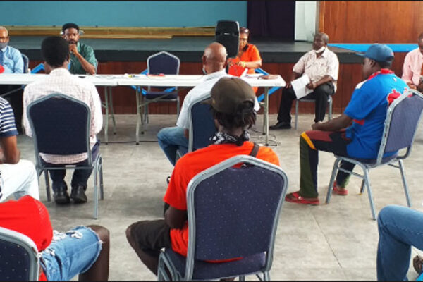 Image: Vendors meeting with representatives of the Castries Constituency Council, Ministry of Agriculture, and the St Lucia Solid Waste Management Authority.