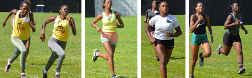 Image: (L-R) A close finish for Morne Stars athletes in the 600 metres Heat 1; Laura-Lynn Limery cruises home in the 1000 metres ladies; Jola Felix (Elite) finished ahead of Kayla Charles and Joy Edward (Survivors) in the 150 metres Heat 2 . (PHOTO: Anthony De Beauville) 