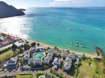 Image of Bay Gardens Beach Resort & Spa and Splash Island Water Park, located on the breathtaking Reduit Beach in St Lucia.