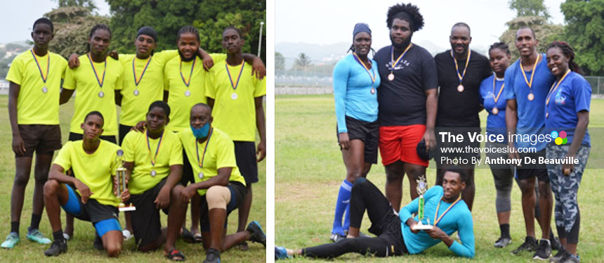 Image: (L-R) Second place team - Reela Rugby; third place team - Blue Devils. (PHOTO: Anthony De Beauville)