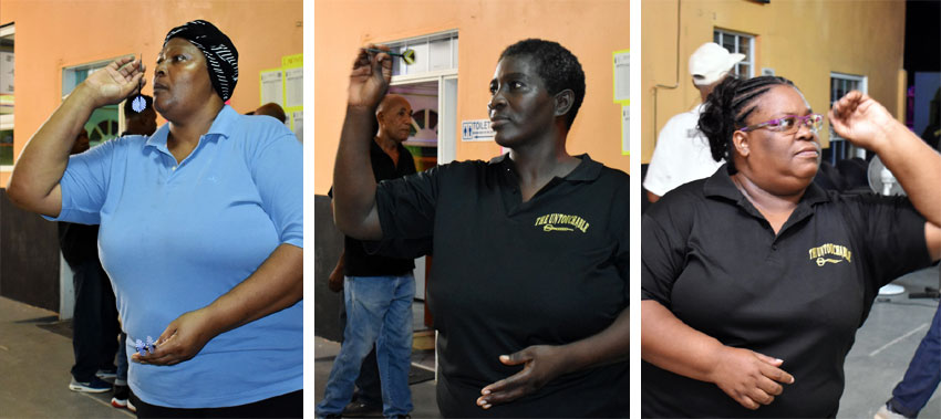 Image: (L-R) Theodocia Pierre, Patricia Edward and Andrea Leon -Thomas. (PHOTO: Anthony De Beauville)