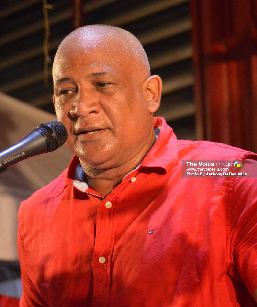 Image of Dr. Ernest Hilaire addressing the gathering at the march. (PHOTO: Anthony DE Beauville) 