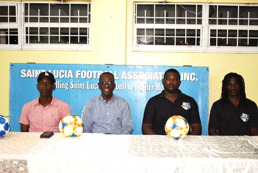 Image: (L-R) MFL Vice President – Kelvin Antoine; Parliamentary representative for Castries East – Philip J. Pierre; MFL President – Christopher Clarke and MFL Secretary – Christopher Duncan. (PHOTO: Anthony De Beauville)