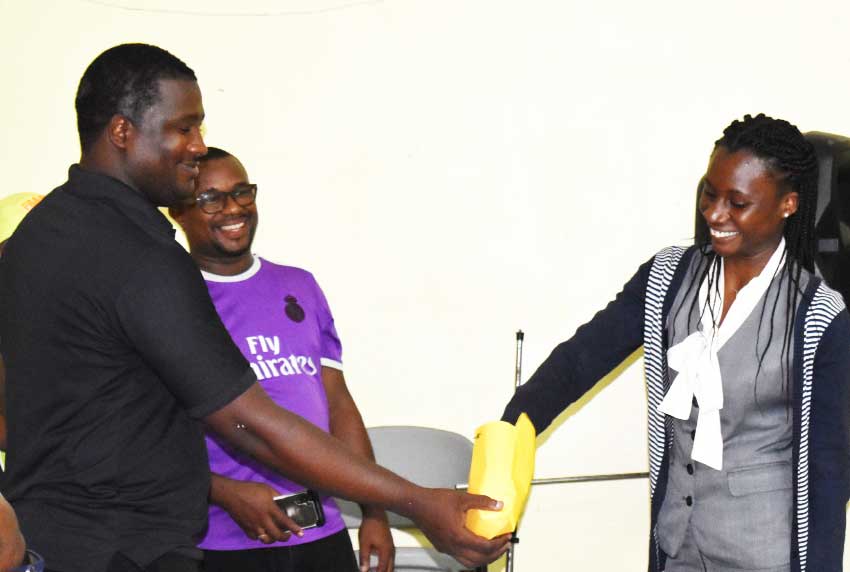 Image: Secretary for Pavee FC Mary Robert dipping during the team grouping process. (PHOTO: Anthony De Beauville)