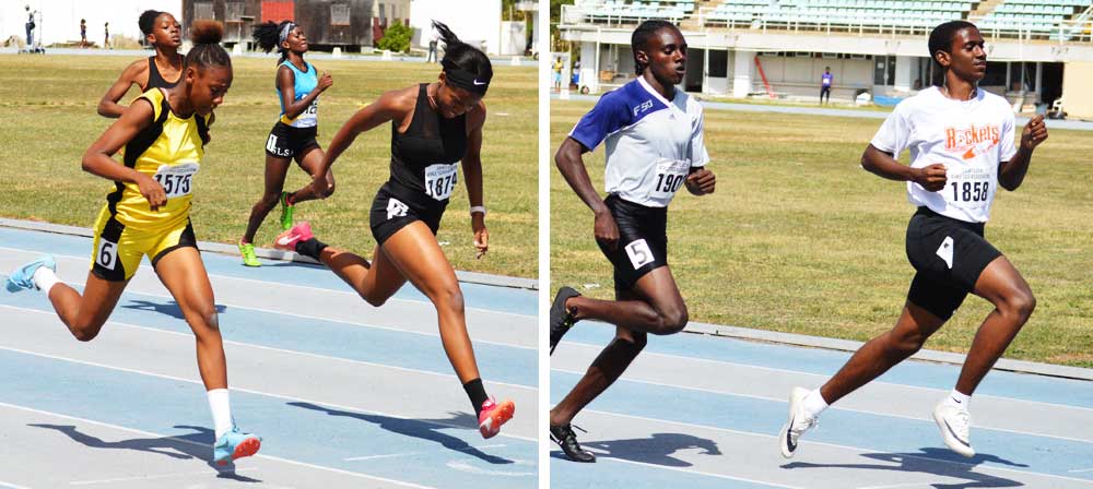 Image: Flashback March 2020!! (l-r) Some of the action in the girls 200 metres l and boys 200 metres final, SLAA Junior Games. (PHOTO: (Anthony De Beauville) 