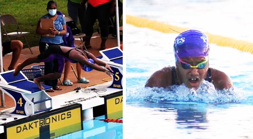 Image: Fayth Jeffrey swimming out of lane 4; on her way to another record breaking performance. (Photo: Janine Banfield/DK)