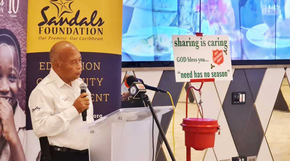 Image: Winston Anderson speaking during the media briefing for the Salvation Army’s Rescue Christmas Launch