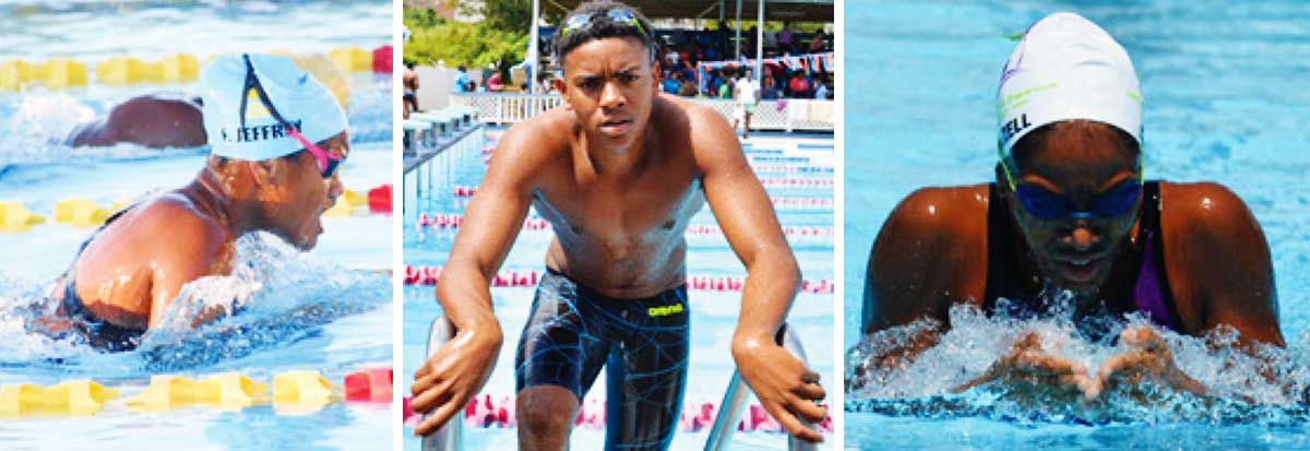 Image: Saint Lucia swimmers Fayth Jeffrey, Jayhan Odlum - Smith and Naima Hazell are just some of the competitors that will miss out for the second consecutive year unless a new date can be found. (Photo: DK/ Anthony De Beauville)