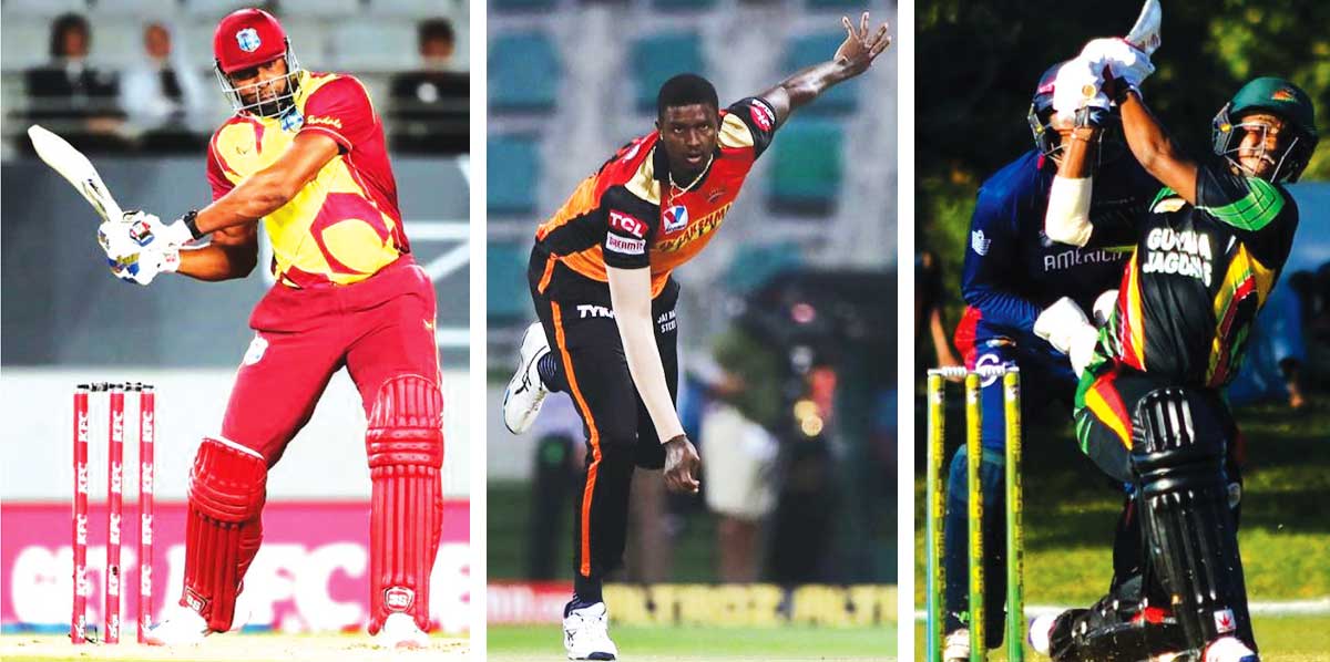 Image: (L-R) The captains - Kieron Pollard (Trinidad and Tobago Red Force); Jason Holder (Barbados Pride) and Leon Johnson ( Guyana Jaguars). (Photo: Getty Images/BCCI/WICB Media.)