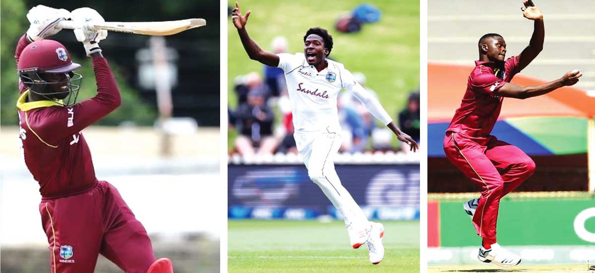 Image: (L-R) Kimani Melius (Windward Islands Volcanoes); Chemar Holder (Barbados Pride) and Jayden Seales (Trinidad and Tobago Red Force). (Photo: Getty Images)