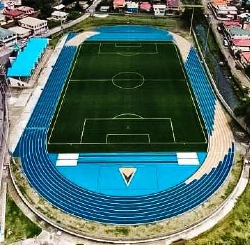 Image: A Drone photo of the Soufriere Mini Stadium (MOS)