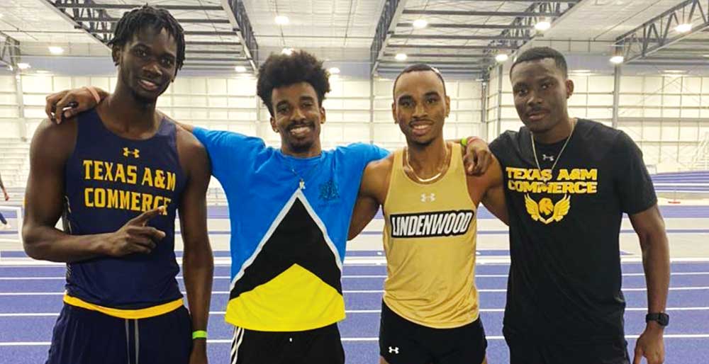 Image: (L-R) Saint Lucia athletes in the USA, Micky Ferdinand; Kervin Norville; Armani Modeste and Delan Edwin. (Photo: MA)