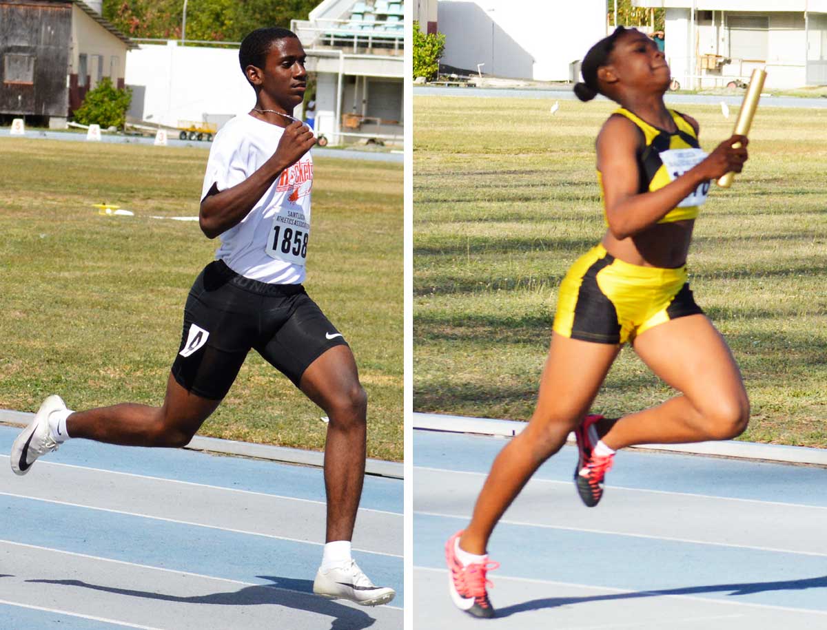 Image: (L-R) Local athletes Charlery (L) and London keeping a close eye on the North American, Central American and Caribbean Athletics Association (NACAC) final decision in May. (Photo: Anthony De Beauville)