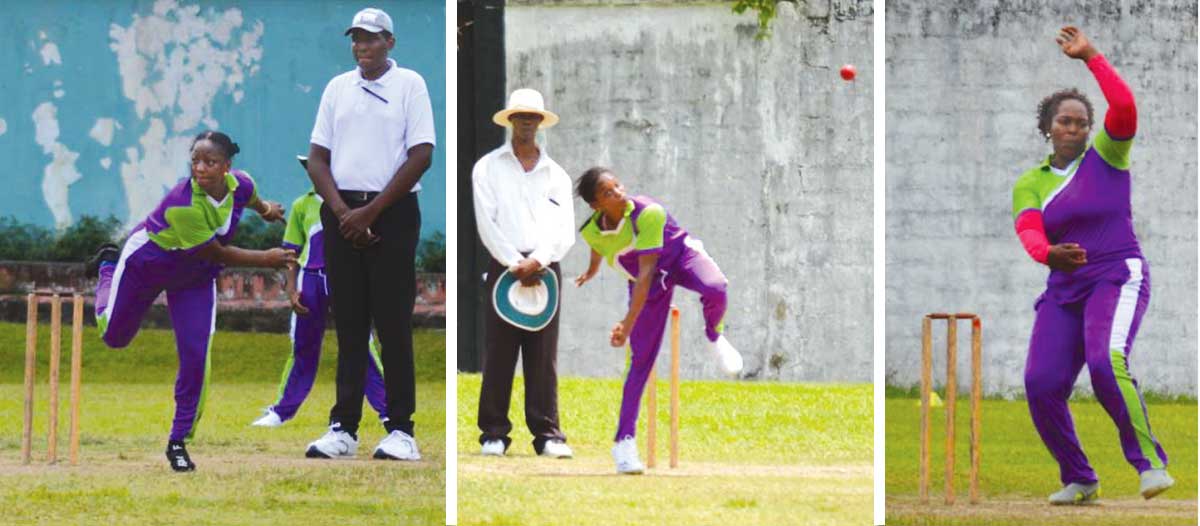 Image: (L-R) Leona Baker 2 for 40 and 1 wicket each for Zaida James and Philippa Thomas – Eudovic. (Photo: Anthony De Beauville)
