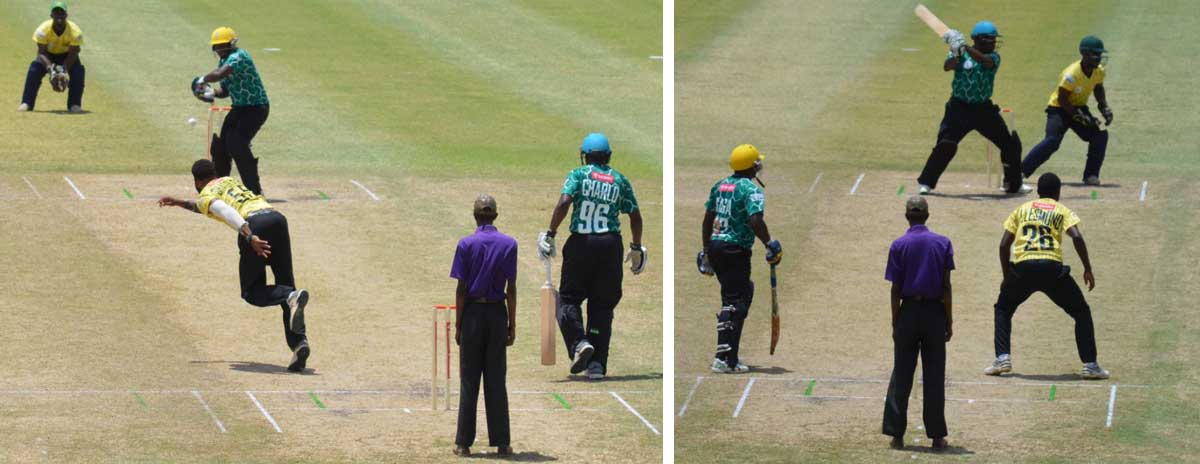 Image: (l-r) Micoud Eagles opening batsmen Mervin Wells and Shervin Charles added 76 for the first wicket. (PHOTO: Anthony De Beauville)