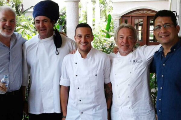 Image: Ross Stevenson (at left) with participating chefs – Craig, Miguel, Jacques and restaurateur Wadi Zakhour (right)