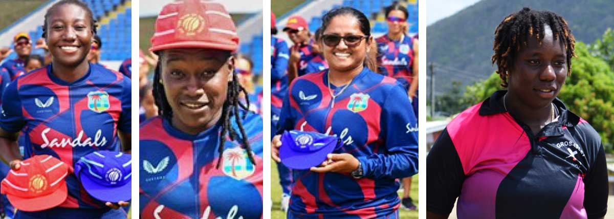 Image: (L-R) Stafanie Taylor (Jamaica), Deandra Dottin (Barbados), Anisa Mohammed (Trinidad and Tobago) and Qiana Joseph (Saint Lucia). (PHOTO: CWI/ Anthony De Beauville)