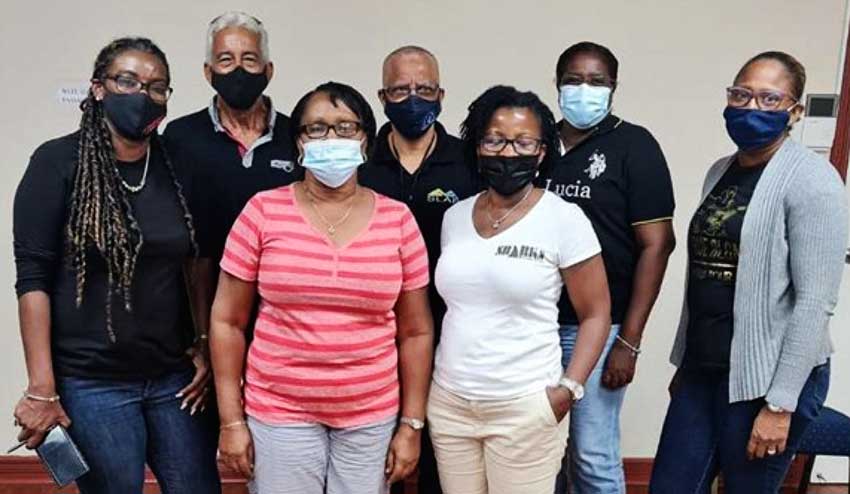 Image: (L-R) Sue Monplaisir, David Peterkin, Paula James, Eddie Hazell, Constance Rene, Yasmin Tyson and Tessa Charles – Louis (missing in picture – Diane Spencer –Mauricette). (PHOTO: SLAF) 