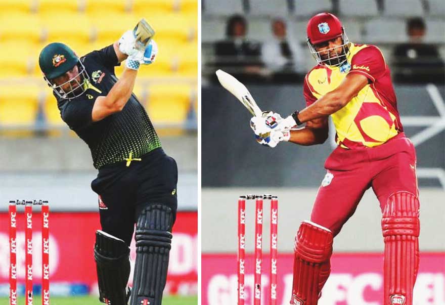 (L-R) Captains, Arron Finch (Australia) and Kieron Pollard (West Indies).