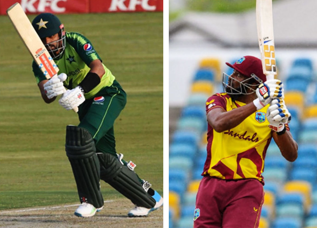 (L-R) Pakistan’s captain, Babar Azam and West Indies’ captain, Kieron Pollard. (Photo: AFP/GI)