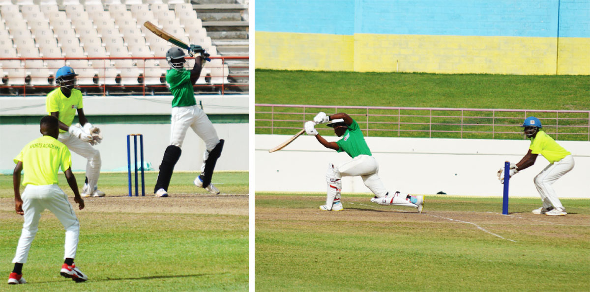 (L-R) Central Castries opening batsman Ephron Charles 45 not out and No. 3 Desney Gidharry 25 not out. (Photo: Anthony De Beauville)