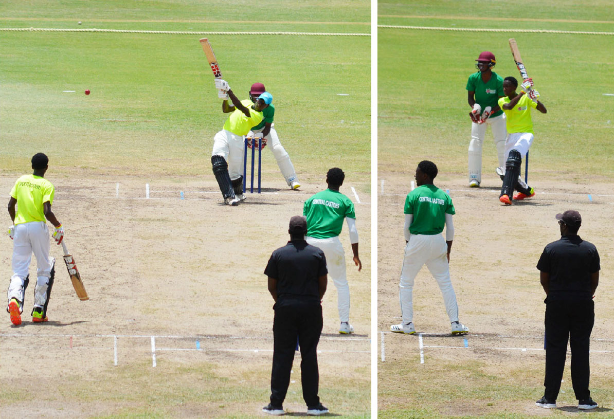 Image: (L-R) Noel Leo 92 and Royce Paul 106 added 146 for the fifth wicket for Saint Lucia Sports Academy. (Photo: Anthony De Beauville) 