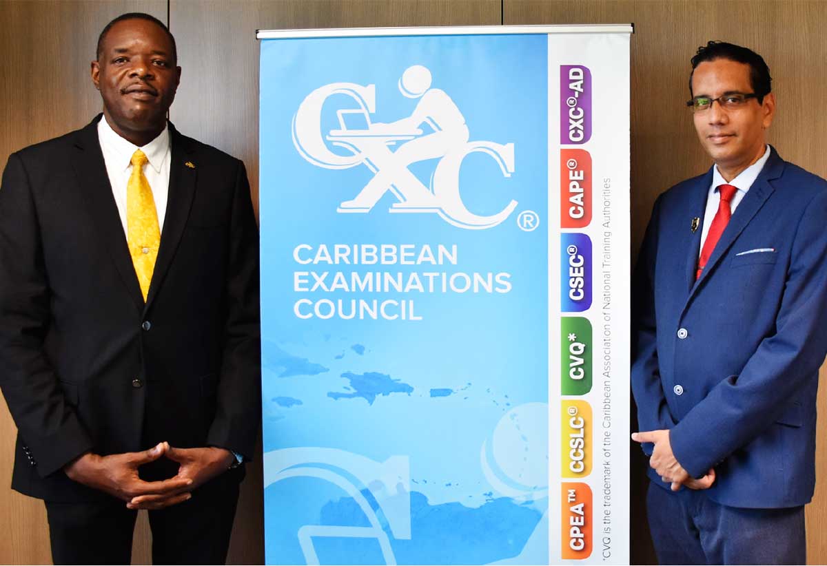Dr Wayne Wesley, Registrar and CEO of CXC® (L) and Dr Eduardo R. Ali, the recently appointed Pro-Registrar.