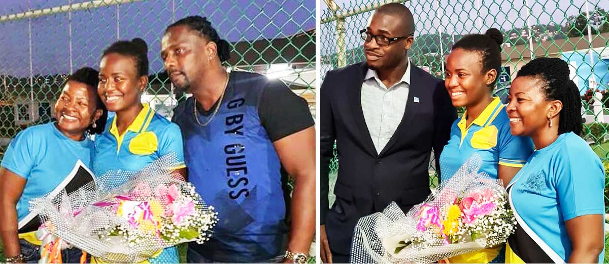 (L-R) Photo moment for Mikaili Charlemagne parents and newly elected Parliamentary Representative for Gros Islet, Kenson Casimir (SLAF) 