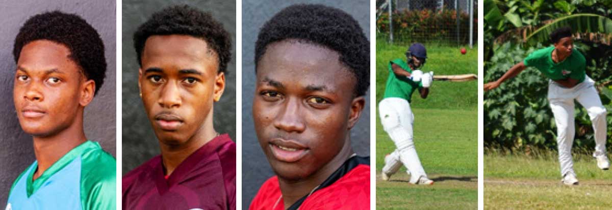 (L-R) Saint Lucia/ Windward Islands players vying for a spot on the Windies team to tour England – Udell Preville, Mc Kenny Clarke, Tyran Theodore, Ackeem Auguste and Keegan Arnold. (Photo: Anthony De Beauville) 