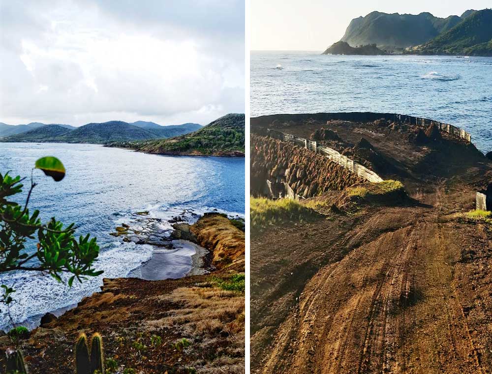 Former camping site pre and post earthworks adjacent to Pocket Beach 2.