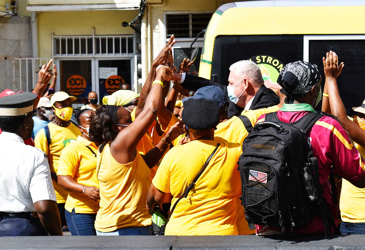 Chastanet mobbed by supporters 