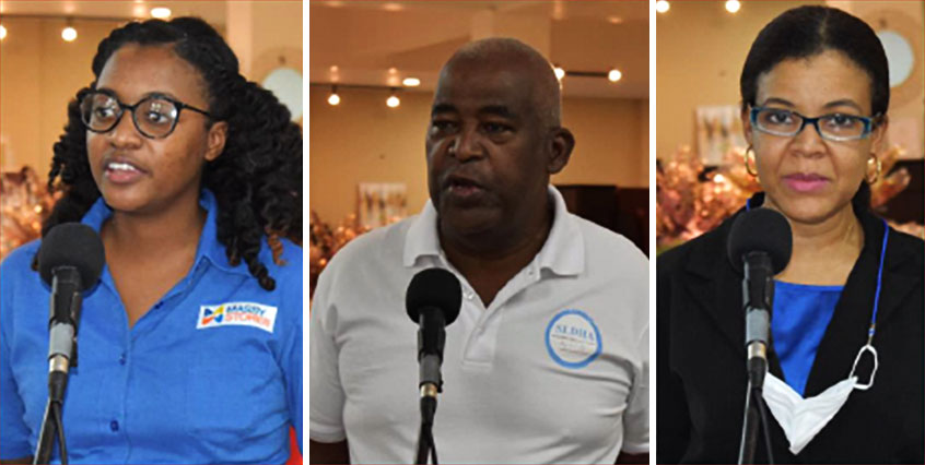 (L-R) Massy Stores Marketing and Cooperate Communication Officer, Kittel Rafael – Dubois, President SLDHA, Sylvester Phillip and Patron Dr. Takira Glasgow at Wednesday presentation (Photo: Anthony De Beauville)