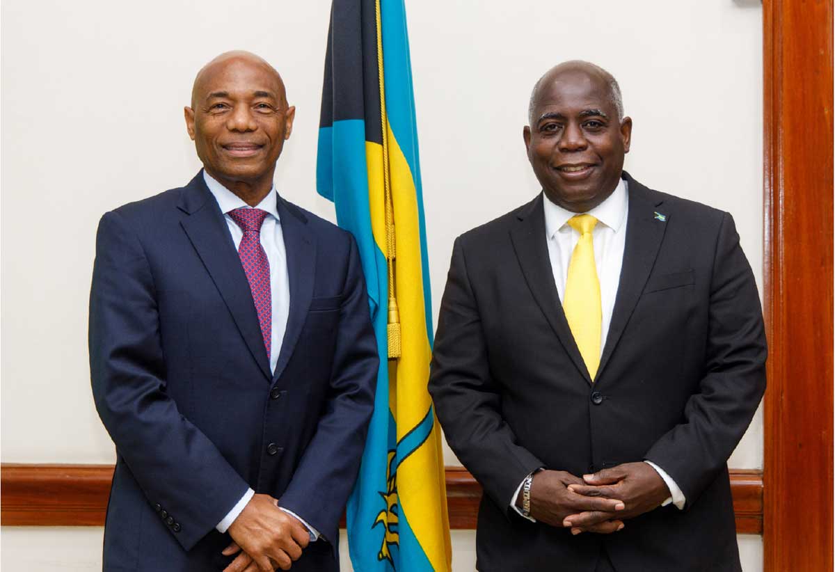CBD President, Dr Gene Leon (left), had his first official meeting with the Prime Minister of The Bahamas, the Honourable Philip Davis during a visit to the Bahamian archipelago in December 2021. 