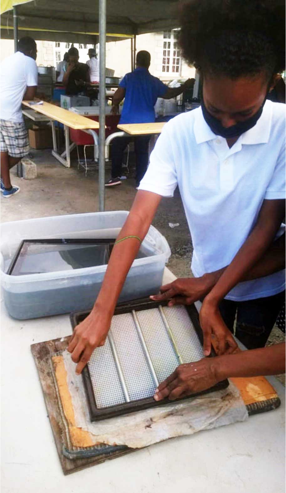 Paper making on show at the Banana Festival.