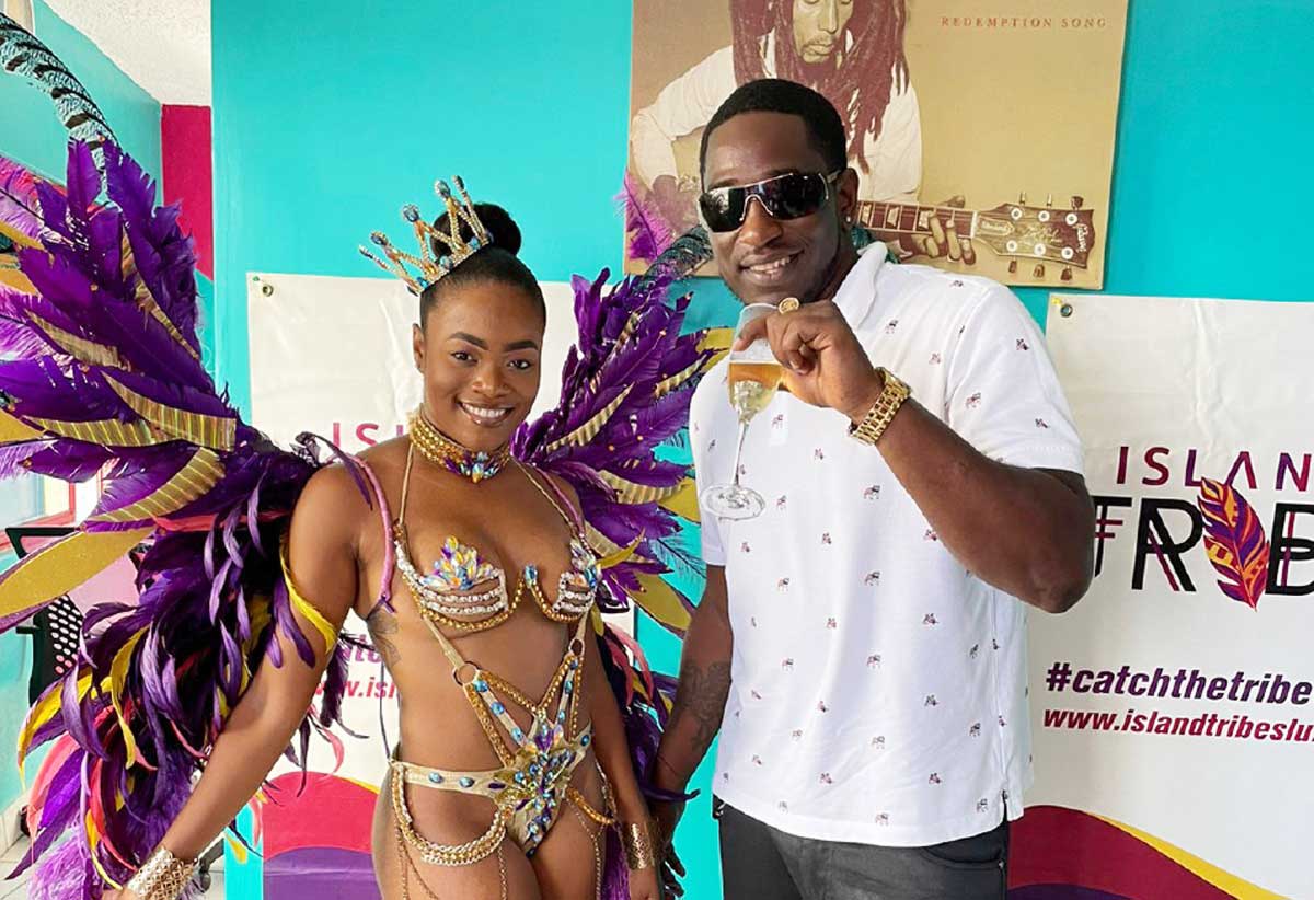 Cooyah Fyah with one of Island Tribe models.