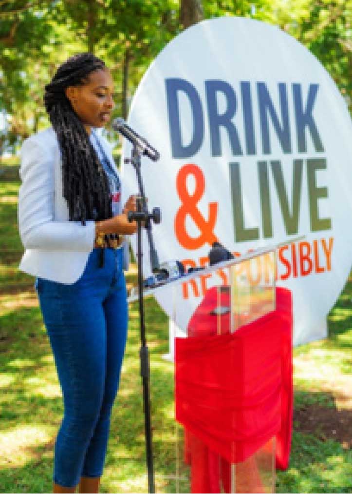 Corporate Affairs Manager at Heineken Saint Lucia Ltd. Ms. Louise Victor introduces Drink & Live Responsibly to attendees.