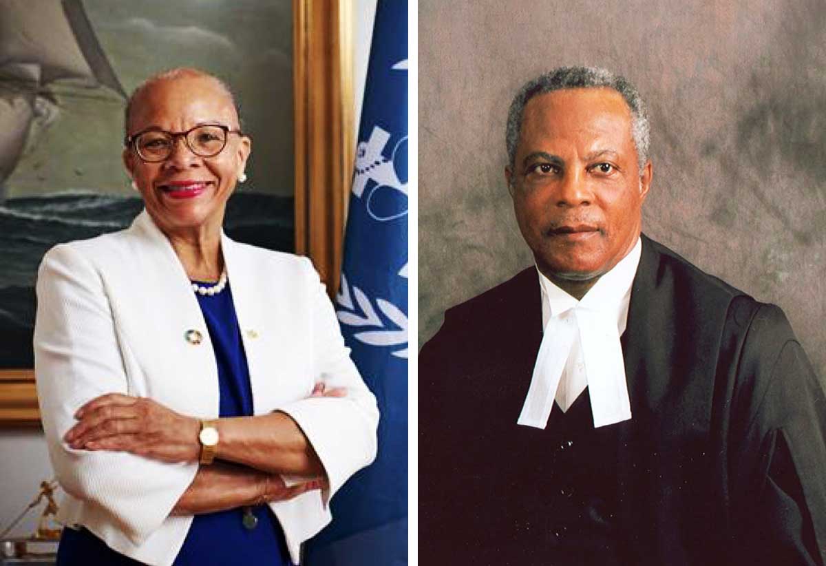 [L-R] Dr Cleopatra Doumbia-Henry, Barrister at Law and President of the World Maritime University; The Honourable Sir Hugh A. Rawlins, Judge of the ILO International Administrative Tribunal in Geneva, Switzerland. 