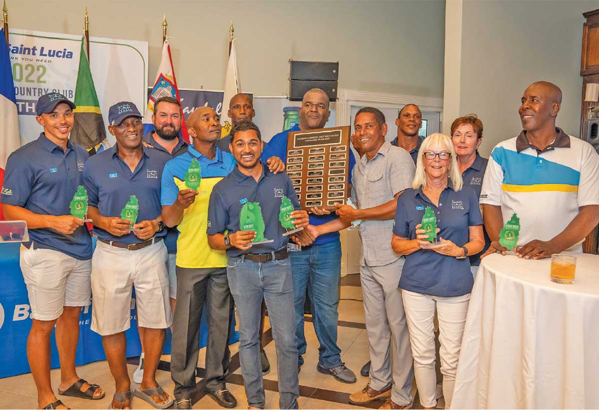 Team Saint Lucia with all their Trophies.