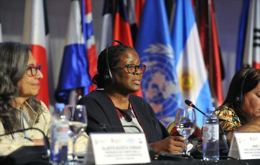 Janey Joseph presenting on High-level Panel on the Care Society in Latin America and the Caribbean