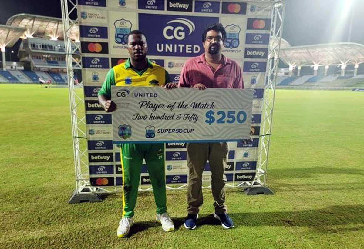 Johnson Charles was awarded the Man of the Match …